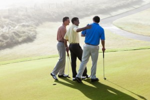 Male golfers bonding